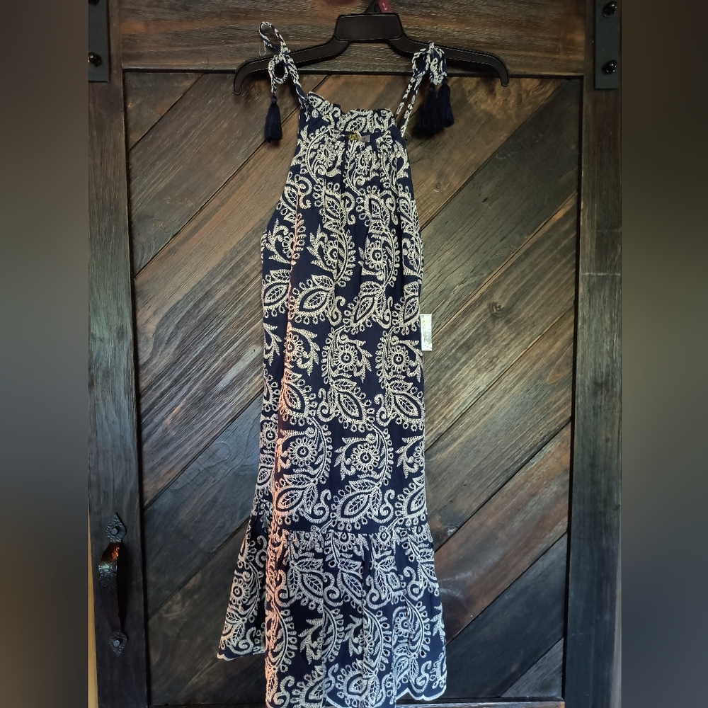 Taylor Navy Eyelet Dress size 4 NWT